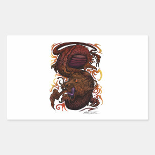 Pegatina Rectangular Dragón (Diseño de firma)