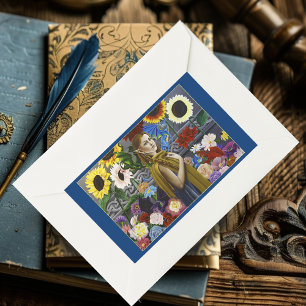 Pegatina Rectangular Dragon Elf Flower Garden