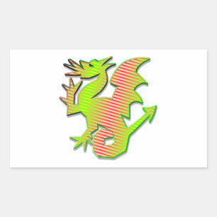 Pegatina Rectangular Dragón estilizado