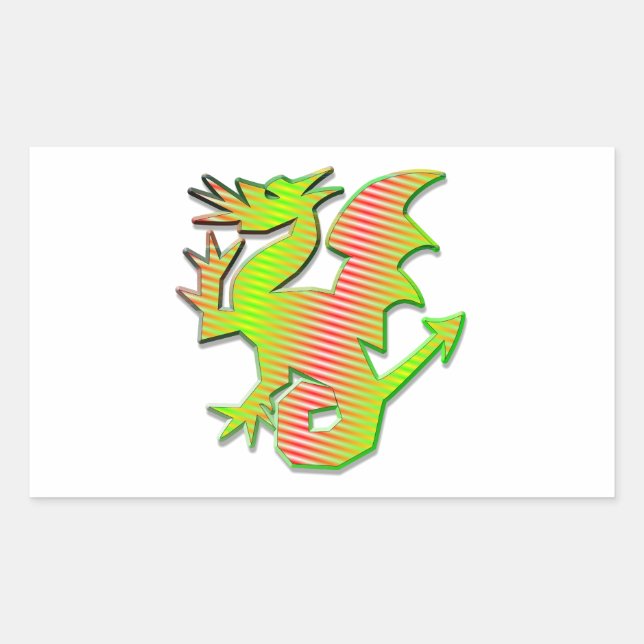 Pegatina Rectangular Dragón estilizado (Anverso)