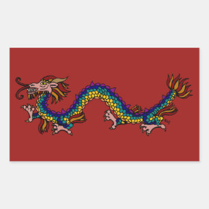Pegatina Rectangular Dragón oriental