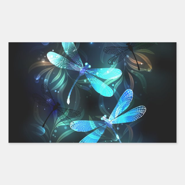 Pegatina Rectangular Dragonflies (Anverso)
