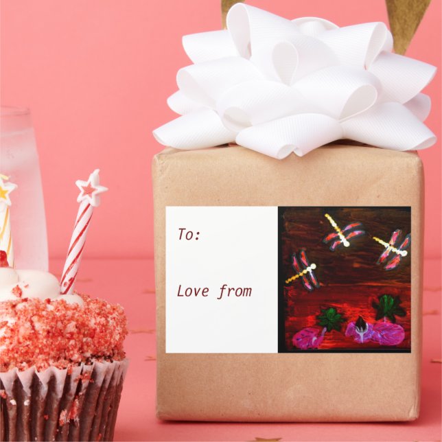 Pegatina Rectangular Dragonfly Waterlily Pond (Fiesta)