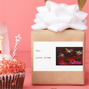 Pegatina Rectangular Dragonfly Waterlily Pond