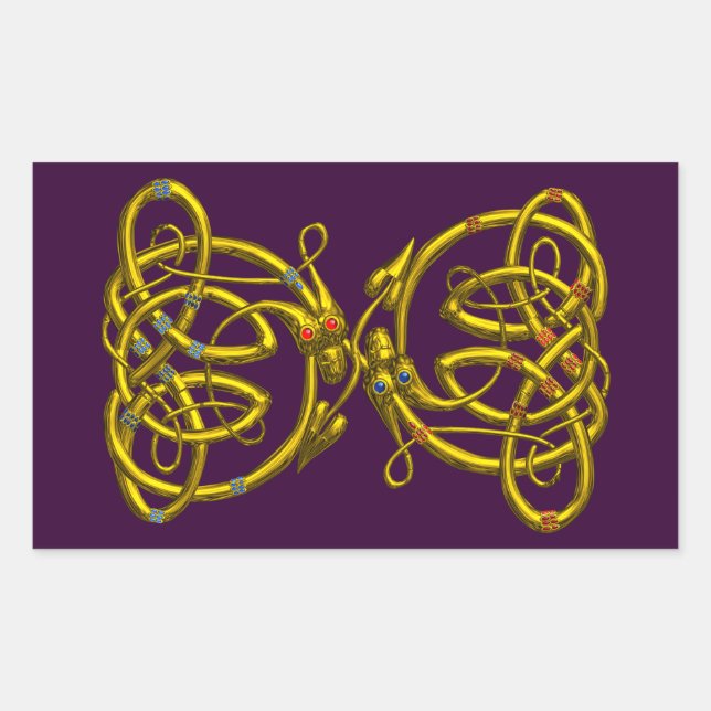 Pegatina Rectangular DRAGONLOVE ,púrpura (Anverso)