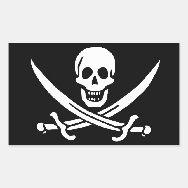 Pegatina Rectangular Drapeau Pirate Jolly Roger (Anverso)
