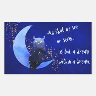 Pegatina Rectangular Dream Within a Dream Owl and Moon