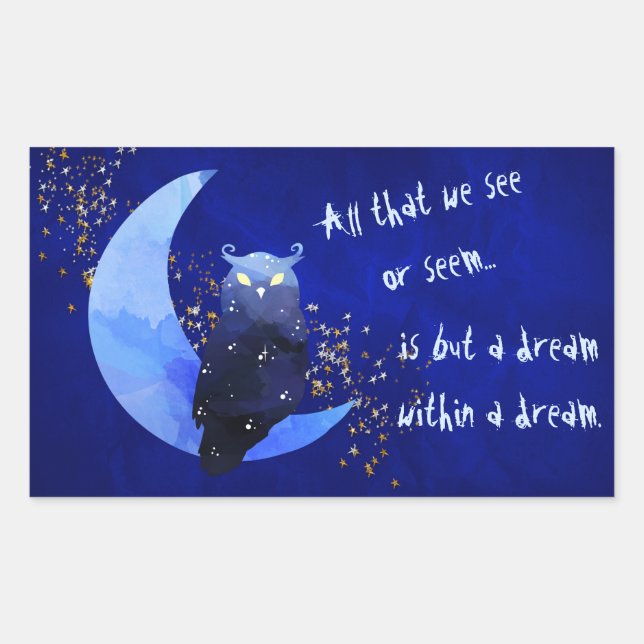 Pegatina Rectangular Dream Within a Dream Owl and Moon (Anverso)