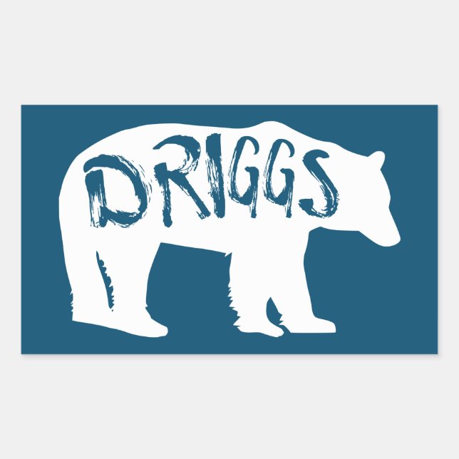 Pegatina Rectangular Driggs Idaho Bear (Anverso)