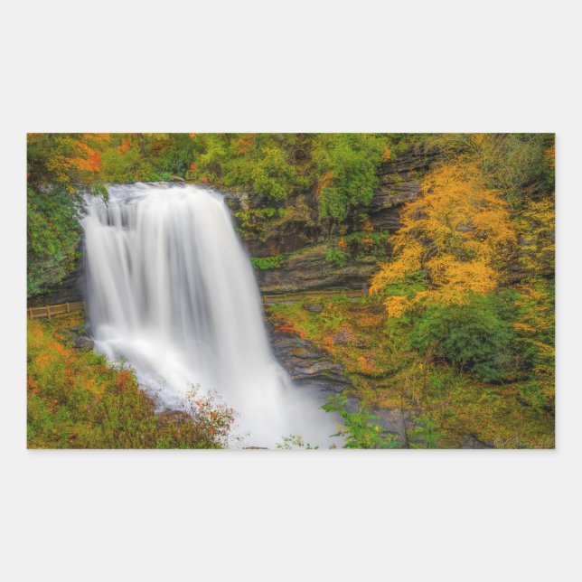 Pegatina Rectangular Dry Falls North Carolina (Anverso)