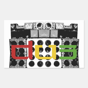 Pegatina Rectangular dub bordador soundsystem sistema sonido