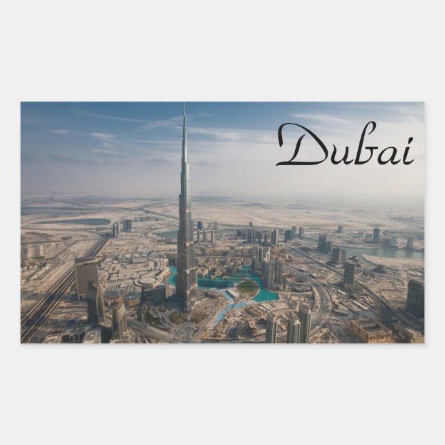 Pegatina Rectangular Dubai sticker Burj Khalifa (Anverso)