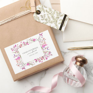 Pegatina Rectangular Ducha de novia acuarela clásica