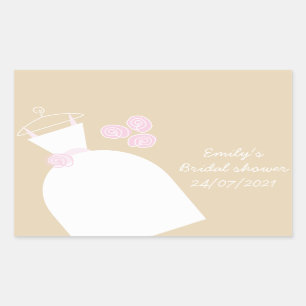 Pegatina Rectangular "Ducha de novia" beige boda