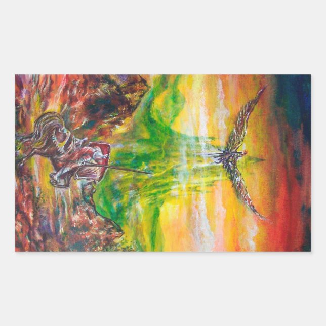 PEGATINA RECTANGULAR DUEL MÁGICO ENTRE BRADAMANT Y NEGROMANCER (Anverso)