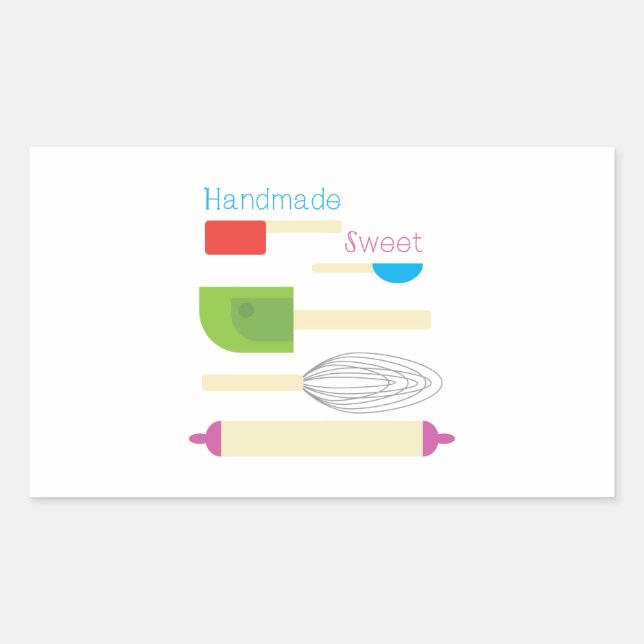 Pegatina Rectangular Dulce hecho a mano (Anverso)