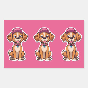 Pegatina Rectangular Dulce perro caricaturista - Cachorro feliz en Pega