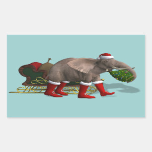 Pegatina Rectangular Dulce Santa Claus Elephant