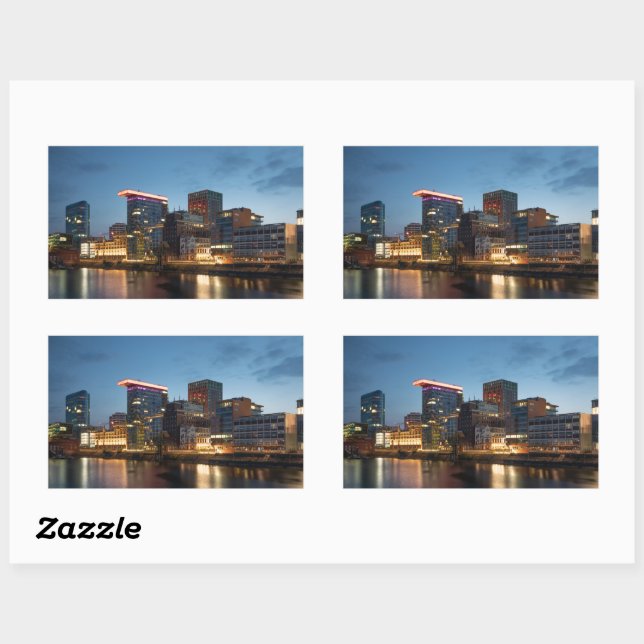 Pegatina Rectangular Dusseldorf Alemania (Hoja)