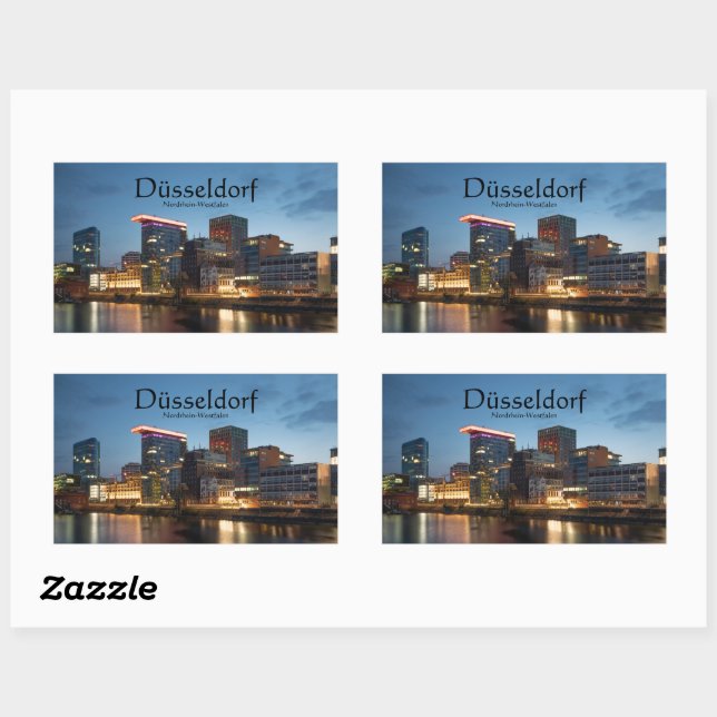 Pegatina Rectangular Dusseldorf Alemania (Hoja)
