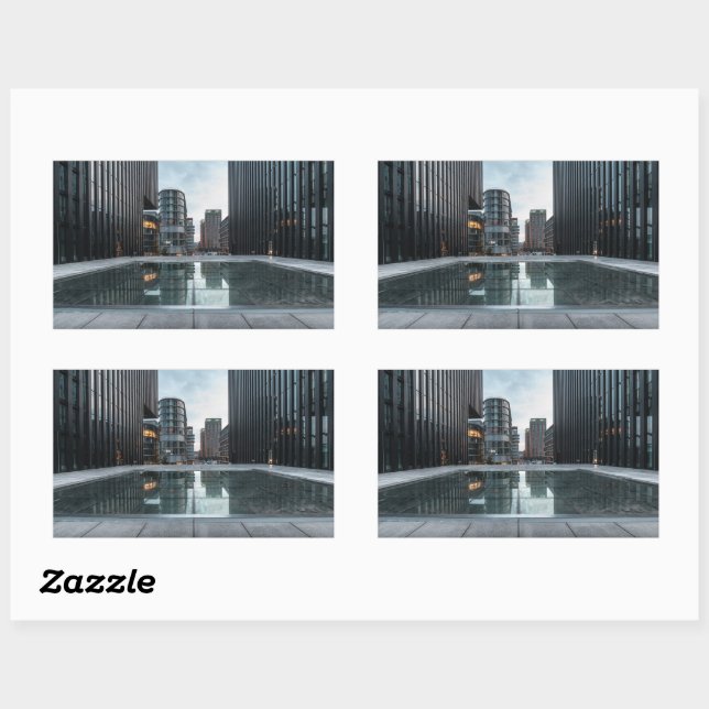 Pegatina Rectangular Dusseldorf Alemania (Hoja)