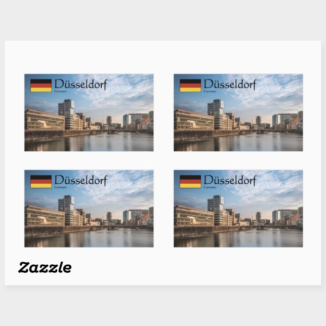 Pegatina Rectangular Dusseldorf Souvenir (Hoja)