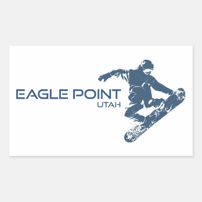 Pegatina Rectangular Eagle Point Resort Utah Snowboarder (Anverso)