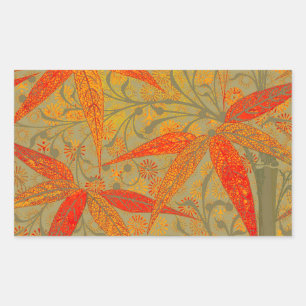 Pegatina Rectangular Earthy Bamboo Art Vintage Print Naranja
