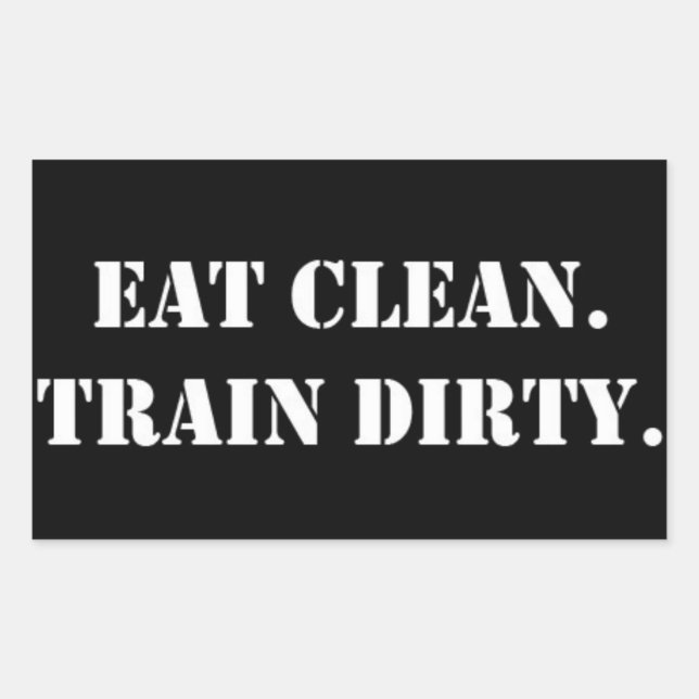 Pegatina Rectangular Eat Clean. Train dirty_. (Anverso)
