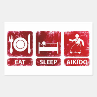 Pegatina Rectangular Eat Sleep Aikido