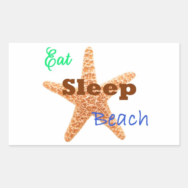 Pegatina Rectangular Eat Sleep Beach - Rectangle Sticker (Anverso)