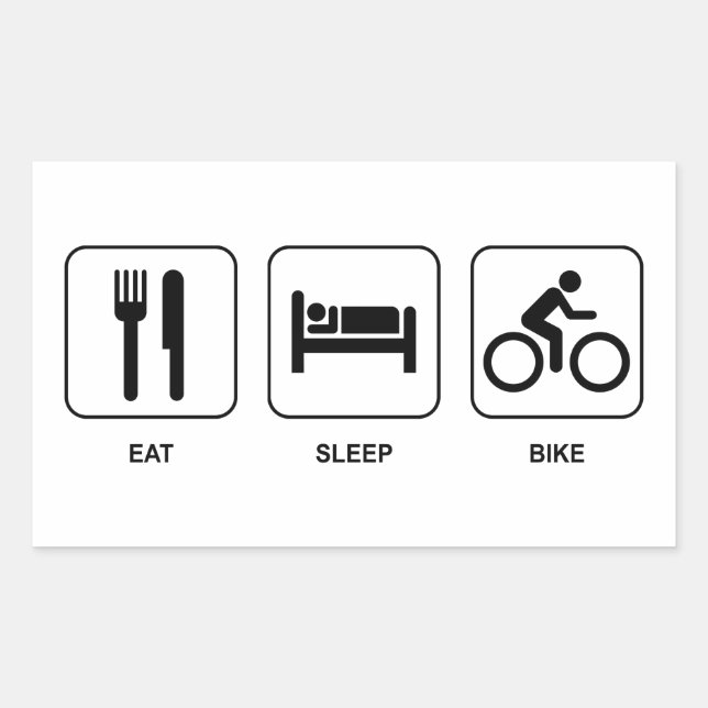 Pegatina Rectangular Eat Sleep Bike (Anverso)