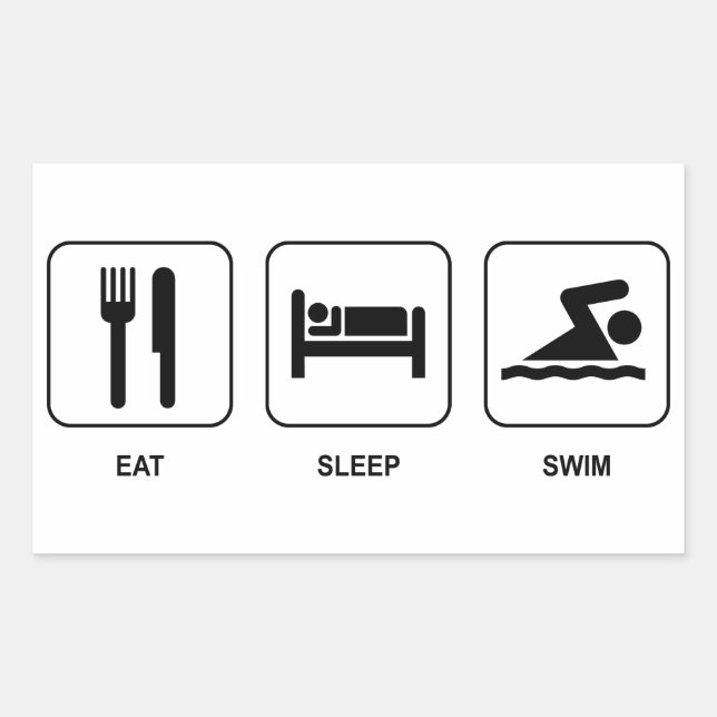 Pegatina Rectangular Eat Sleep Swim (Anverso)