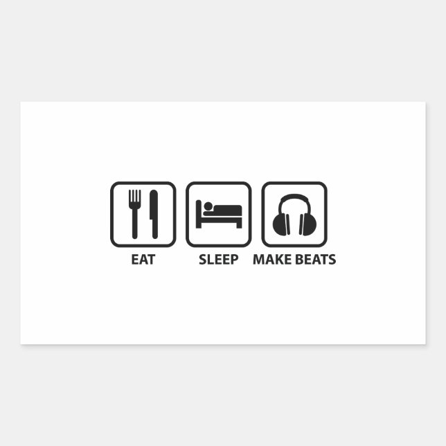 Pegatina Rectangular Echar Sleep Make Beats (Anverso)