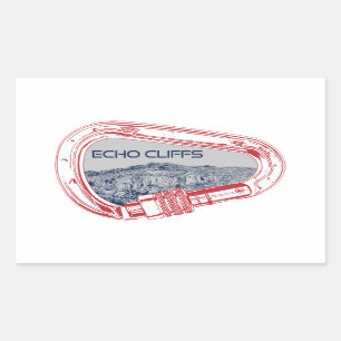 Pegatina Rectangular Echo Cliffs California Rock Climber Carabiner