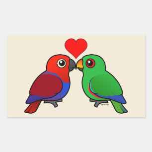 Pegatina Rectangular Eclectus Parrots en el amor
