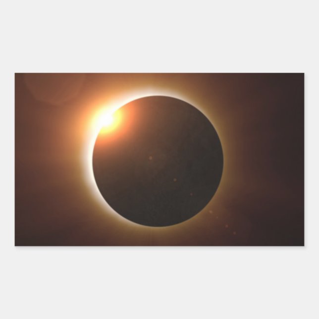 Pegatina Rectangular Eclipse solar total (Anverso)