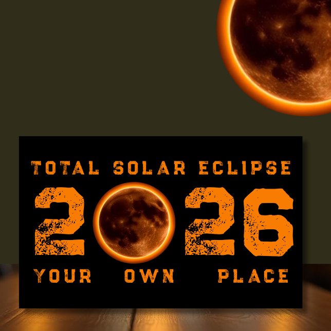 Pegatina Rectangular Eclipse Total de Sol 2026 (Total Solar Eclipse 2026 Rectangular Sticker)