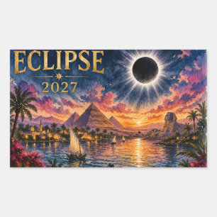Pegatina Rectangular Eclipse Total Solar 2027 Egipto