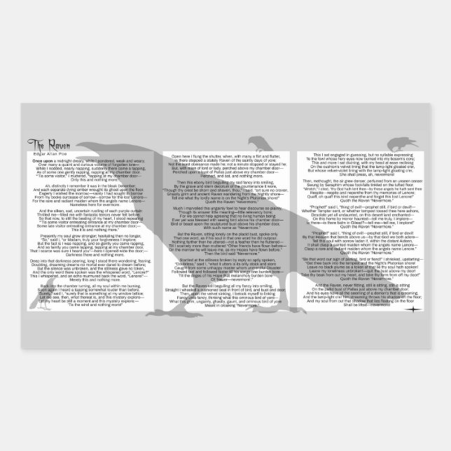 Pegatina Rectangular Edgar Allan Poe The Raven (Anverso)