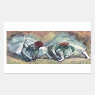 Pegatina Rectangular Edgar Degas - Bailarinas atándose los zapatos