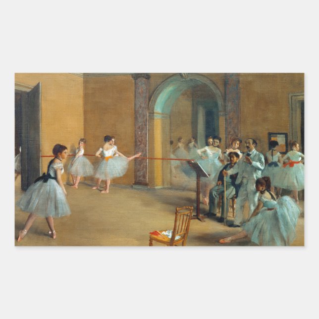 Pegatina Rectangular Edgar Degas El Foyer de Baile en la Ópera (Anverso)