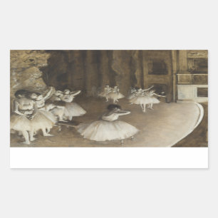 Pegatina Rectangular Edgar Degas - Ensayo de ballet sobre el escenario