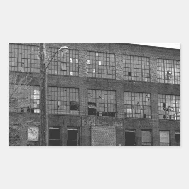 Pegatina Rectangular Edificio de fabricación abandonado (Anverso)