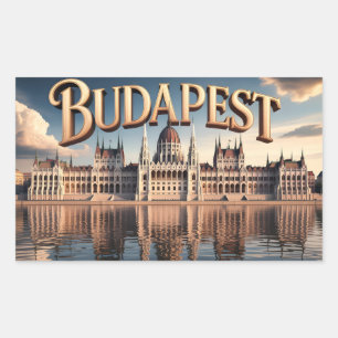 Pegatina Rectangular Edificio del Parlamento húngaro en Budapest