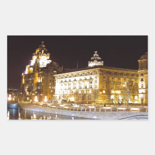 Pegatina Rectangular Edificio y canal, Liverpool Reino Unido del hígad