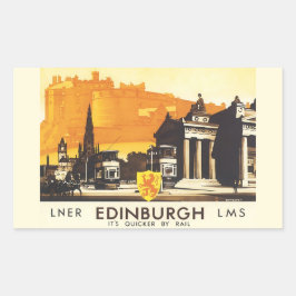 Pegatina Rectangular Edinburgh LNER Fine Vintage Poster de viajes