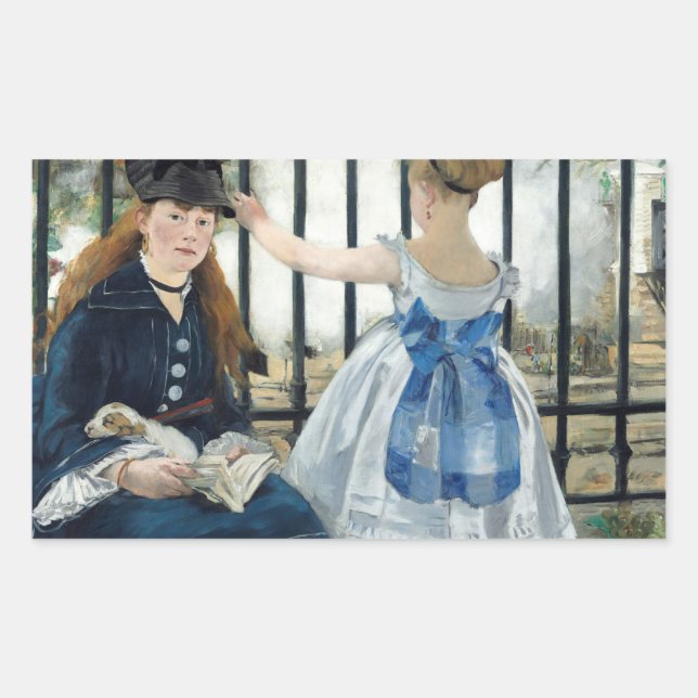 Pegatina Rectangular Edouard Manet - El ferrocarril (Anverso)