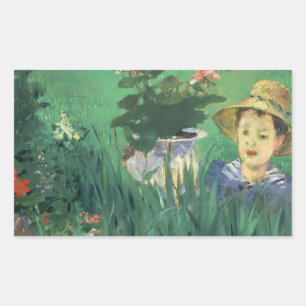 Pegatina Rectangular Édouard Manet - muchacho en flores