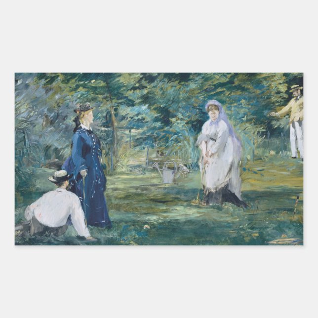 Pegatina Rectangular Edouard Manet - Un juego de croquet (Anverso)